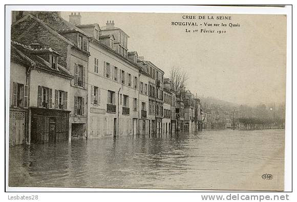 CPA 78.-BOUGIVAL.-Vue Sur Les Quais.-CRUE DE LA SEINE.-Inondations.-.-MOD 120 - Bougival