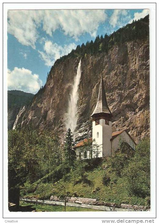 SUISSE-SCHWEIZ-SWITZERLAND.LAUTERBRUNNEN Kirche Mit Staubbach - Lauterbrunnen