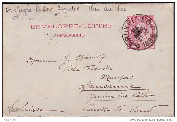 BELGIQUE-ENTIER POSTAL 25-4-1898-ENVELOPPE LETTRE ENTIER POSTAL POUR LA SUISSE AFFRANCHISSEMENT AU VERSO - Enveloppes-lettres