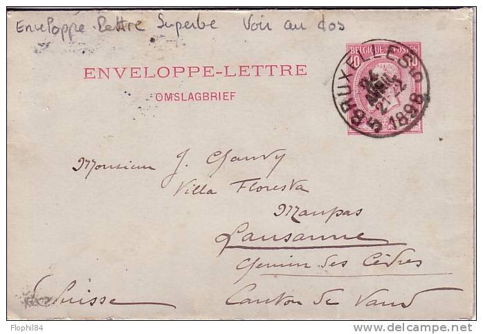 BELGIQUE-ENTIER POSTAL 25-4-1898-ENVELOPPE LETTRE ENTIER POSTAL POUR LA SUISSE AFFRANCHISSEMENT AU VERSO - Omslagbrieven