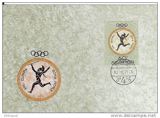 1960 Hongrie Carte Maximum  Jeux Olympiques 1960  Athlétisme Athletics Atletica - Verano 1960: Roma