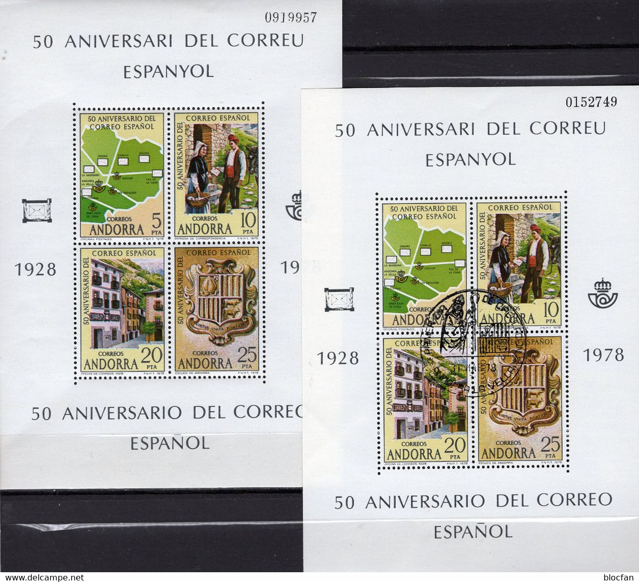 Postamt 1978 ESPANA-Andorra Block 1 **/o 5€ Spanische Einrichtung Der Post Hoja Waps Bloc Bloque S/s Sheet Bf Folklore - Collections