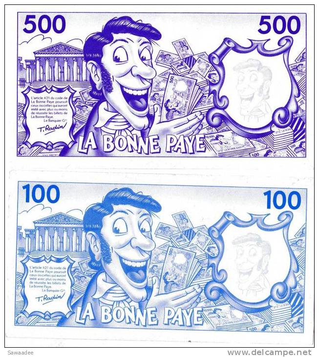 BILLET DE JEU -  LA BONNE PAYE (T.RADIN) - LOT DE 5 - 100-500-1000-5000-10000 - Fictifs & Spécimens