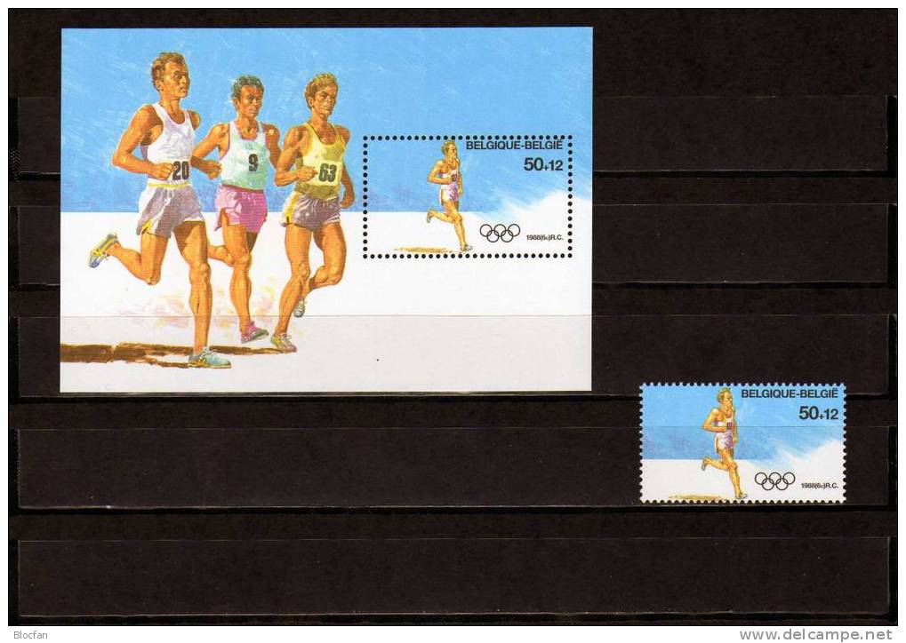 Sommer- Olympiade Seoul 1988 Leichtathletik Lauf Belgien Belgie 2339 + Block 58 ** 13€ - Summer 1988: Seoul