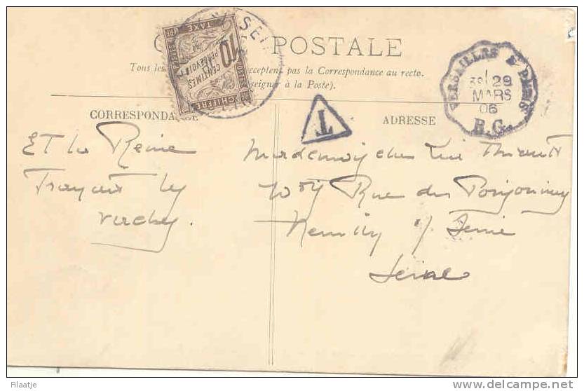 Strafportzegel Op Kaart Met Oa Stempel Versailles - Other & Unclassified