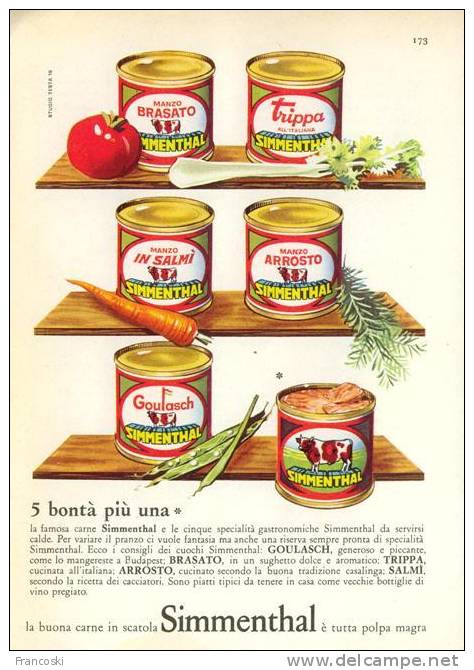 PUBBLICITA´ "CARNE,MEET SIMMENTHAL"-STUDIO TESTA-Page Magazine AdvertIsing-1960- - Advertising