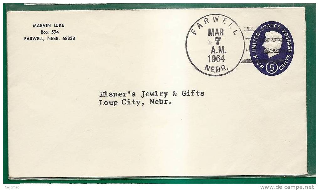 US - LINCOLN BLUE 5c. 1964 STAMPED COVER From FARWELL To LOUP CITY, NEBR - 1961-80