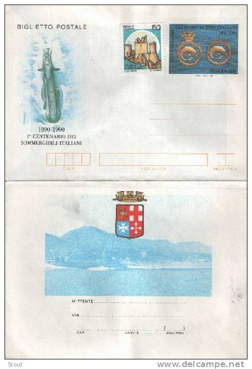 ITALIA - ITALIE - ITALY - 1990 - 1° CENTENARIO DEI SOMMERGIBILI ITALIANI - BIGLIETTO POSTALE - ** - Sous-marins