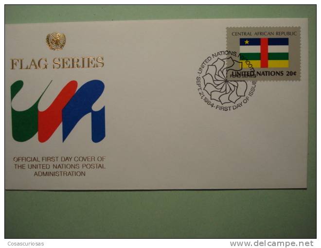 8569 FLAG DRAPEAUX BANDERA  CENTRAL AFRICAN  - FDC SPD   O.N.U  U.N OFFICIAL FIRST DAY COVER AÑO/YEAR 1984 - Enveloppes