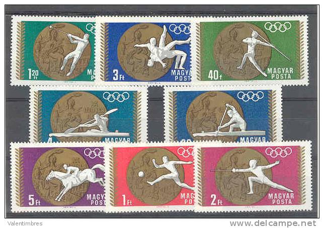 JO 1968 **  Hongrie 2020/27 Canoé Escrime  Lutte  Athlétisme Aviron Foot équitation Cheval - Sommer 1968: Mexico