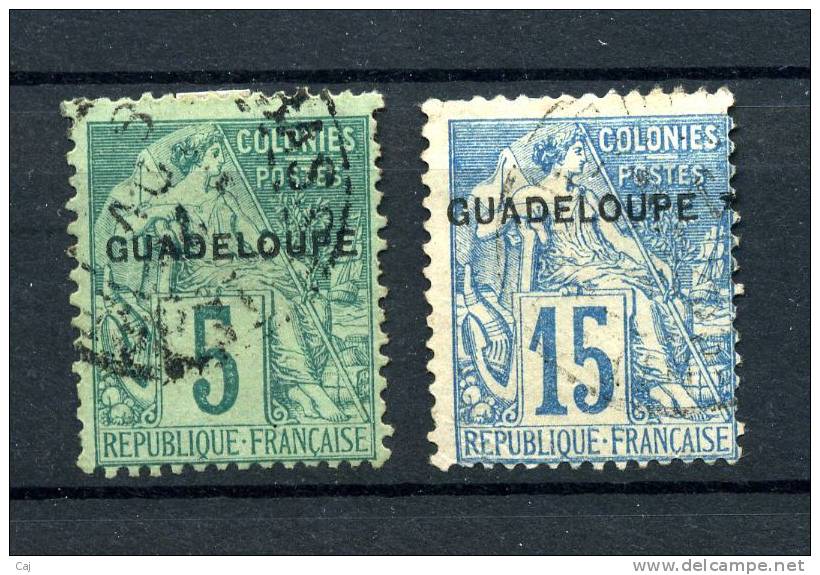 Guadeloupe    :  Yv  17 + 19  (o) - Gebruikt