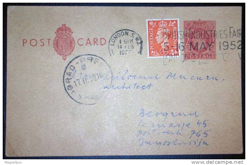 United Kingdom,England,Stationery,British Industries Fair Postmark,postcard - Stamped Stationery, Airletters & Aerogrammes