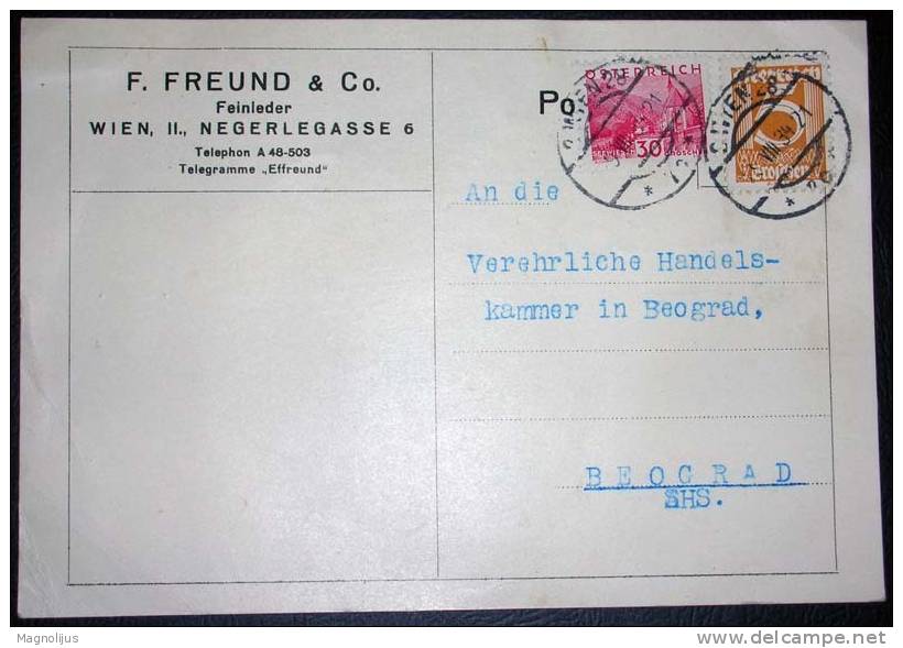 Austria,Business Card,F.Freund&Co.,Memorandum,vintage Postcard - Covers & Documents