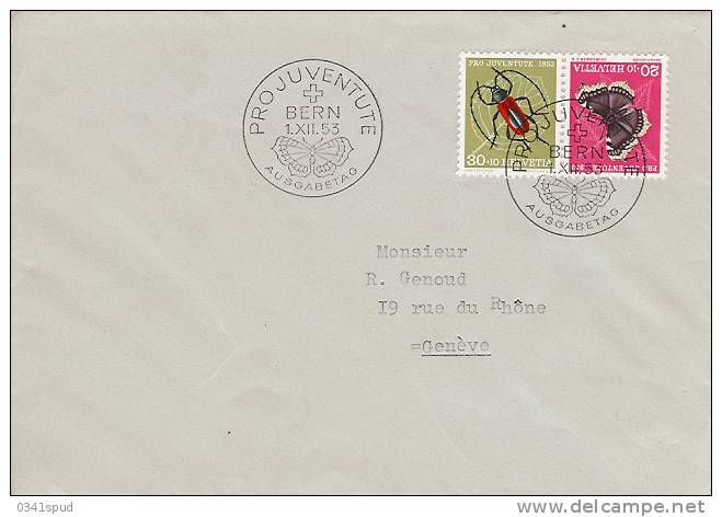 1953 Suisse FDC Pro Juventute   Papillon  Farfalla  Butterfly  Insectes  Insetti  Insects - Vlinders