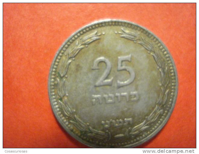 8535 ISRAEL 25  PRUTOT   AÑO / YEAR   1949  SIN PERLA  NOT PEARL ESCASA    EBC /  EF / TTB - Israel