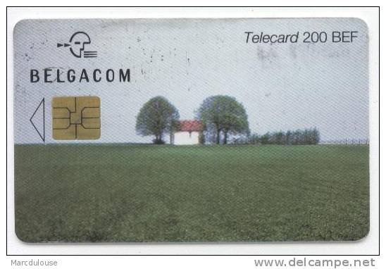 Belgacom. Telecard 200 BEF. Ferme, Arbres, Prairie. Boerderij, Bomen, Weide. - With Chip