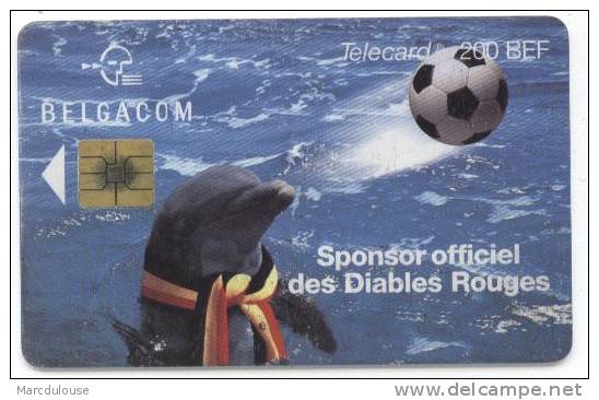 Belgacom. Telecard 200 BEF. Sponsor Officiel Des Diables Rouges. Dauphin, Ballon. Verso: Child Focus, Centre Européen... - Avec Puce