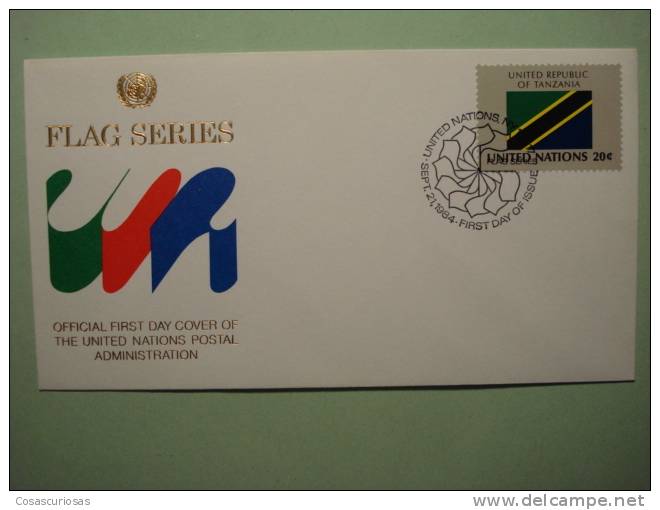 8577 FLAG DRAPEAUX BANDERA  TANZANIA  - FDC SPD   O.N.U  U.N OFFICIAL FIRST DAY COVER AÑO/YEAR 1984 - Covers