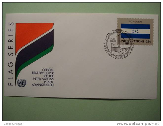 8589 FLAG DRAPEAUX BANDERA  HONDURAS  - FDC SPD   O.N.U  U.N OFFICIAL FIRST DAY COVER AÑO/YEAR 1989 - Covers