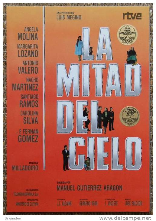 PLAQUETTE - FILM - LA MITAD DEL CIELO - MANUEL GUTIERREZ ARAGON - ANGELA MOLINA - Publicidad