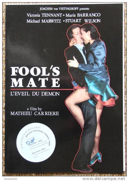 PLAQUETTE - FILM - FOOL´S MATE - L´EVEIL DU DEMON - MATHIEU CARRIERE - Publicité Cinématographique