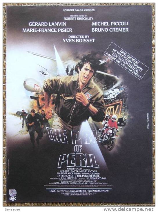 AFFICHETTE - FILM - THE PRIZE OF PERIL - LE PRIX DU DANGER - YVES BOISSET - FESTIVAL DE CANNES - VERSION ANGLAISE - Publicidad