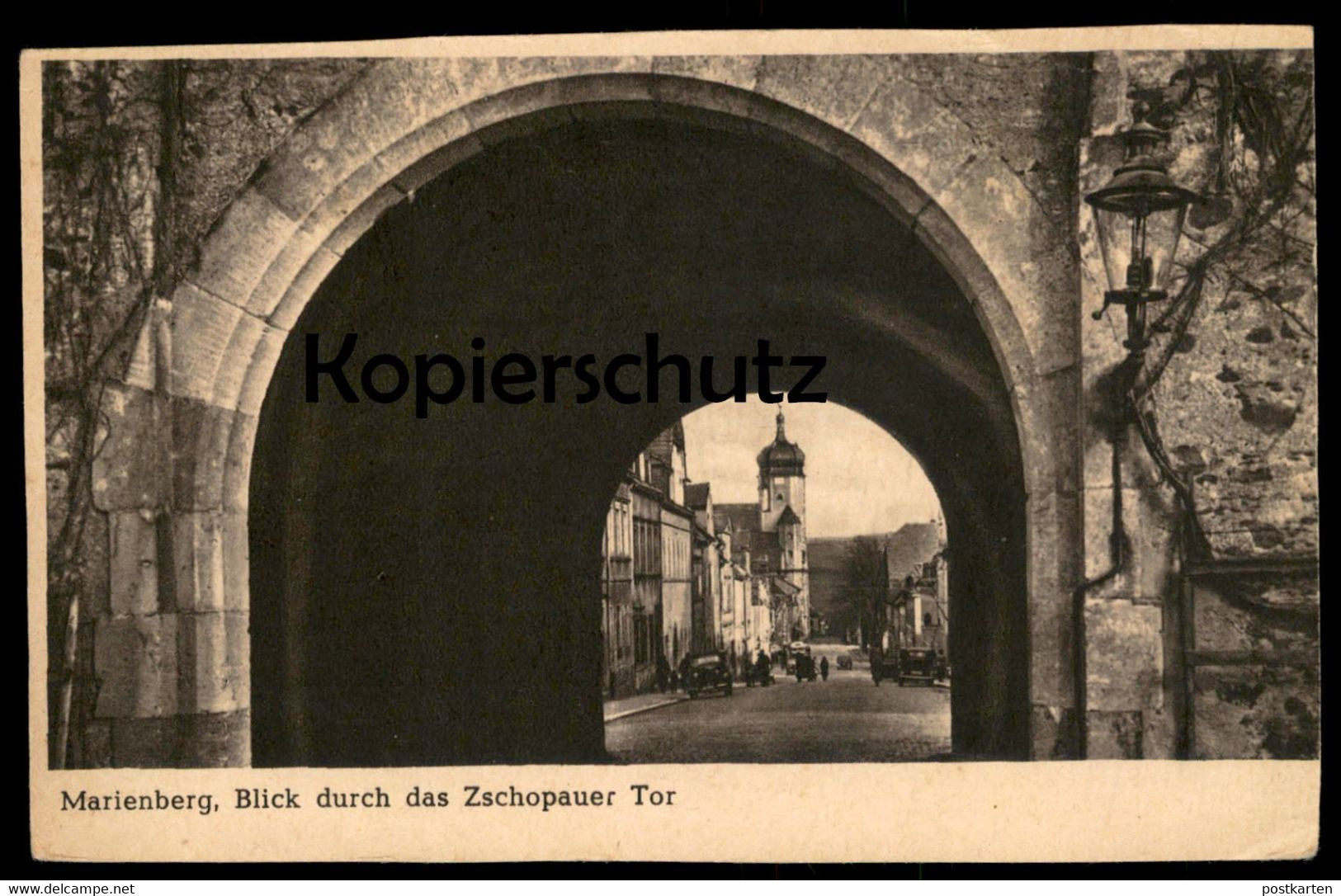 ALTE POSTKARTE MARIENBERG ERZGEBIRGE BLICK DURCH DAS ZSCHOPAUER TOR Gate Porte Cpa Postcard AK Ansichtskarte - Marienberg