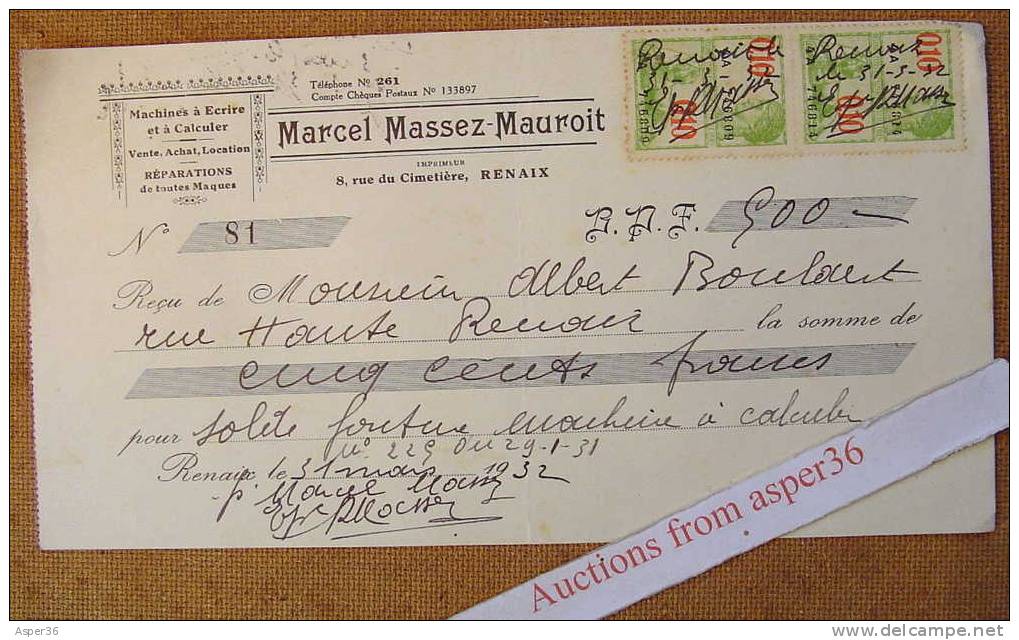 Document "Machines à Ecrire, Massez-Mauroit, Renaix Ronse 1932" - 1900 – 1949