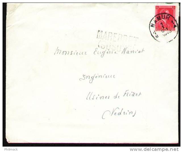 Lettre De 1943 - Namur - Vedrin - Griffe MAREDRET(SOSOYE) - Linear Postmarks