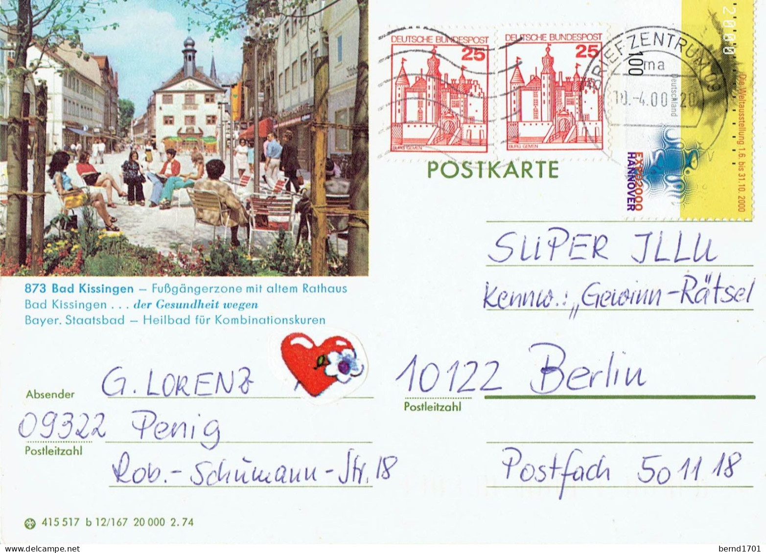 Germany - Postkarte Echt Gelaufen / Postcard Used (X961) - Lettres & Documents