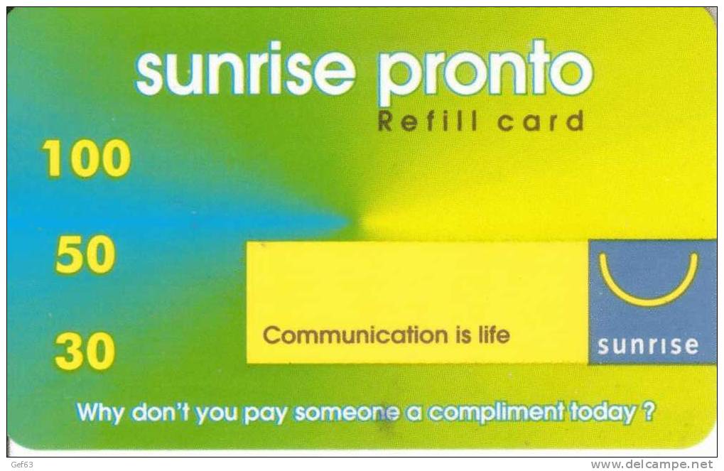 Prepaid Card Sunrise - Communication Is Life - Telekom-Betreiber