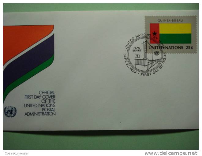 8632 FLAG DRAPEAUX BANDERA   GUINEA BISSAU  - FDC SPD   O.N.U   U.N OFFICIAL FIRST DAY COVER AÑO/YEAR 1989 - Buste