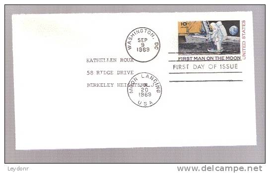 FDC First Man On The Moon - Sep 9, 1969 Air Mail Stamp - 1961-1970