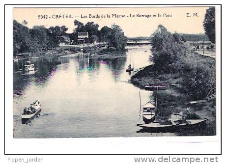 94 CRETEIL * Les Bords De La Marne - Le Barrage Et Le Pont * Belle CPA Animée 1929 - Creteil