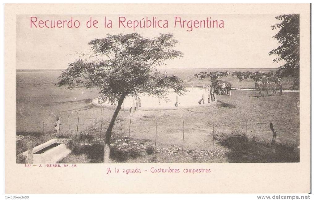 New Price 150) A LA AGUADA Costumbres Campestres ARGENTINA +/- 1900 UNUSED J PEUSER - Allevamenti