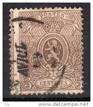 25A  Obl  Signé Brun  Petite Fente  Cob 85 - 1866-1867 Coat Of Arms