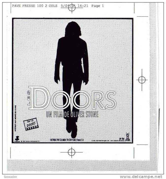 PAVE DE PRESSE - FILM DOORS DE OLIVER STONE - MUSIQUE - Other & Unclassified