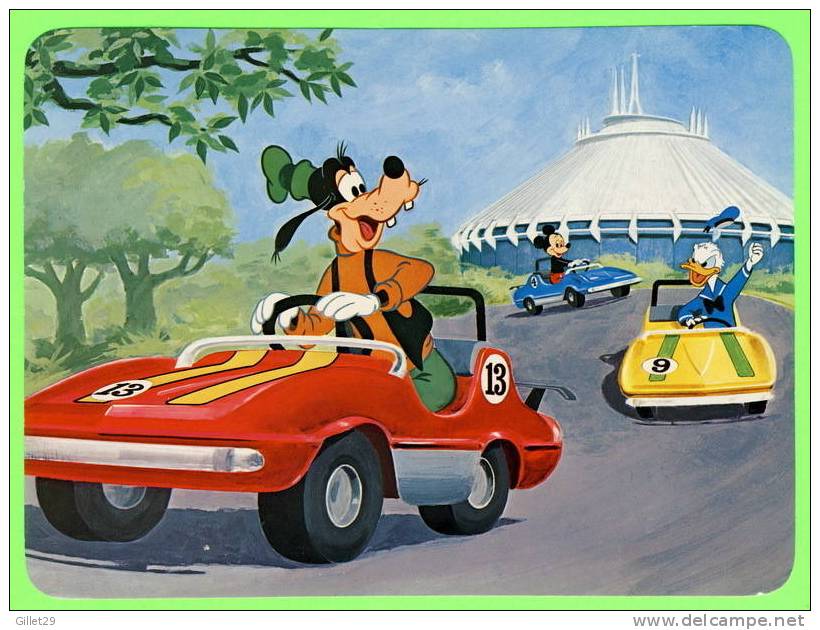 DISNEY - GOOFY, DONALD, MICKEY - MOTOR MANIA - SPACE MOUNTAIN - TRAVEL IN 1986 - DIMENSION 13X17 Cm - - Disneyworld