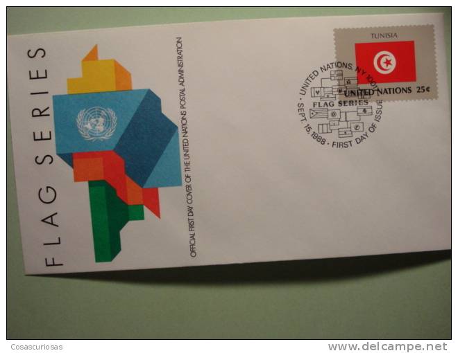 8644 FLAG DRAPEAUX BANDERA   TUNISIA TUNIS   - FDC SPD   O.N.U   U.N OFFICIAL FIRST DAY COVER AÑO/YEAR 1988 - Buste