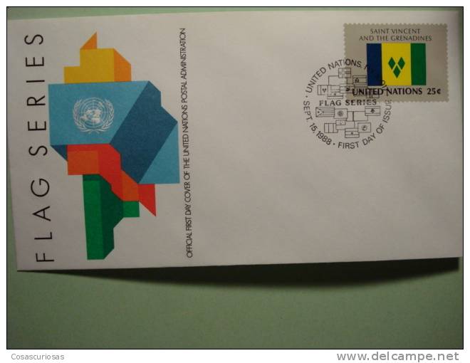 8646 FLAG DRAPEAUX BANDERA   SAINT VINCENT    - FDC SPD   O.N.U   U.N OFFICIAL FIRST DAY COVER AÑO/YEAR 1988 - Enveloppes