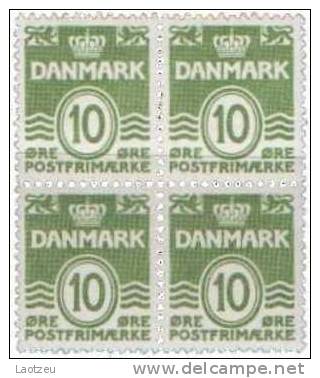 Danemark 1950. ~ YT 336A** (Bloc De 4) - 10 Ø  Armoiries - Ongebruikt