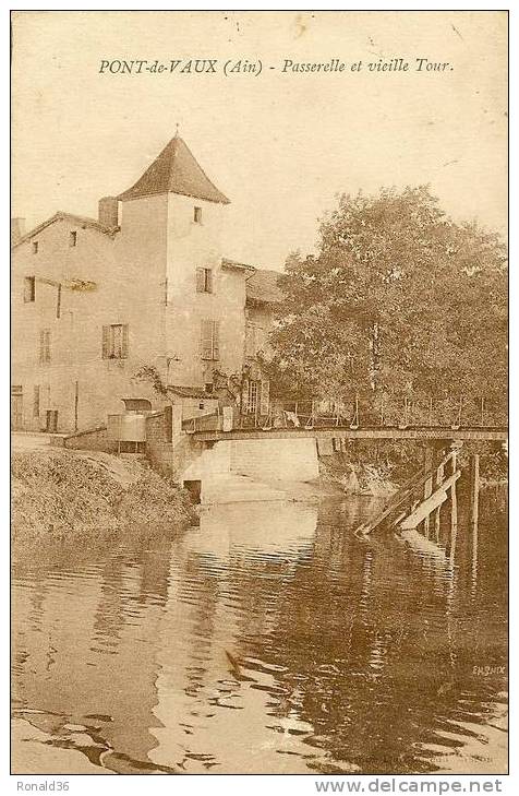 Cp 01 PONT DE VAUX Passerelle Et Vielle Tour - Pont-de-Vaux