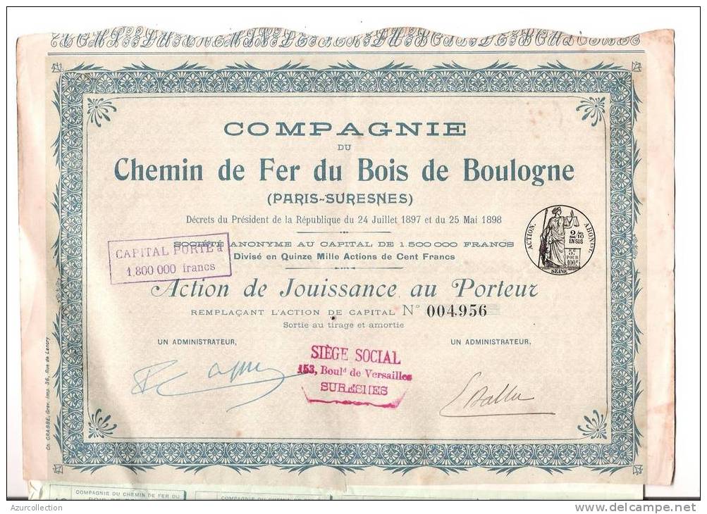 Ch De Fer Du Bois De Boulogne - Bahnwesen & Tramways