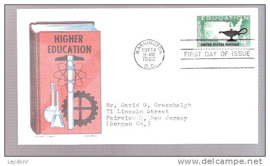 FDC United States - Higher Education 1962 Cover By Cachet Craft - 1961-1970