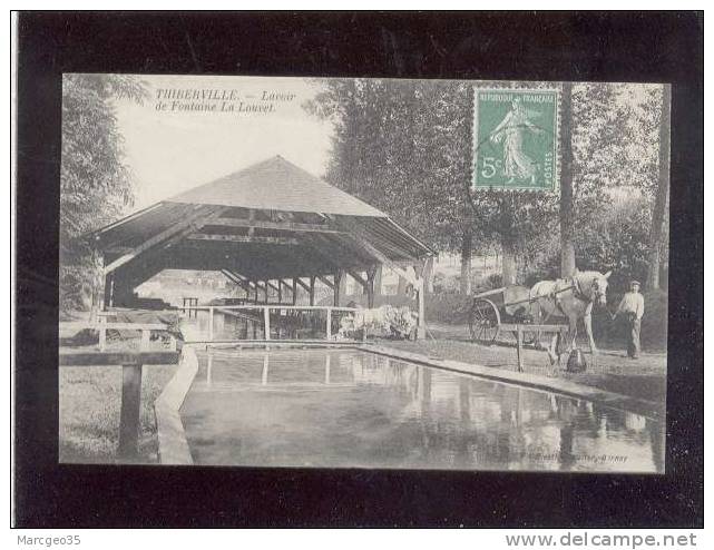 Thiberville Lavoir De Fontaine La Louvet édit.walter Attelage Animée Belle Carte - Autres & Non Classés