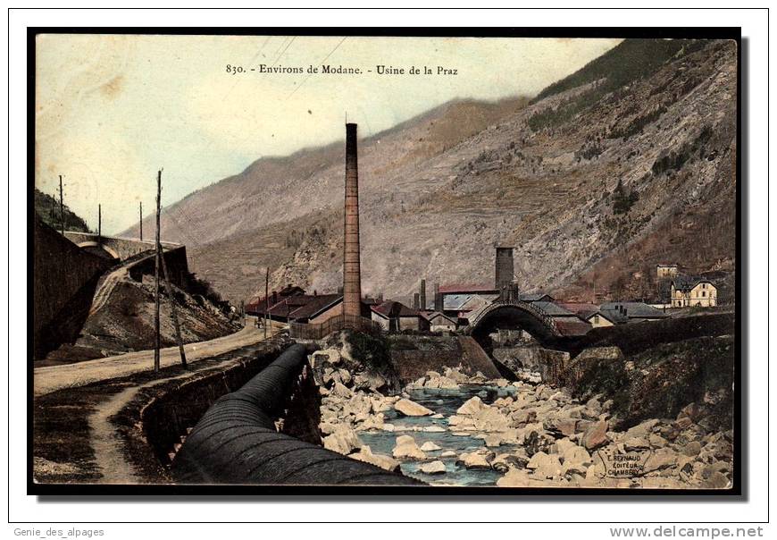 73 MODANE, Environs, Usine De La Praz, CPA Colorisée, Ed Reynaud, Dos Div Vierge, Traces D'album Et Léger Pli. - Modane