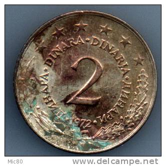 Yougoslavie 2 Dinars 1972 Ttb - Joegoslavië