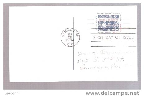 FDC Postal Card USA Social Security 1964 - 1961-80
