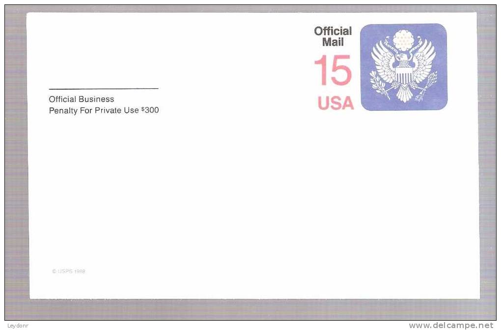 Postal Card - Official Mail 15 Cent 1988 - Dienstzegels