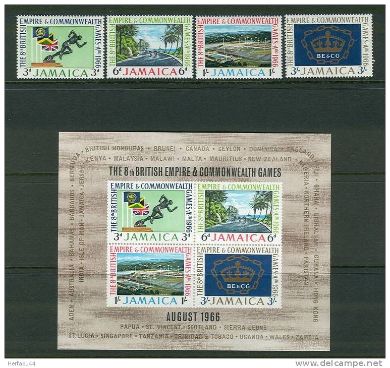 Jamaica   "Commenwealth Games"      Set  & Souvenir Sheet     SC#  254-57a  Mint - Giamaica (1962-...)